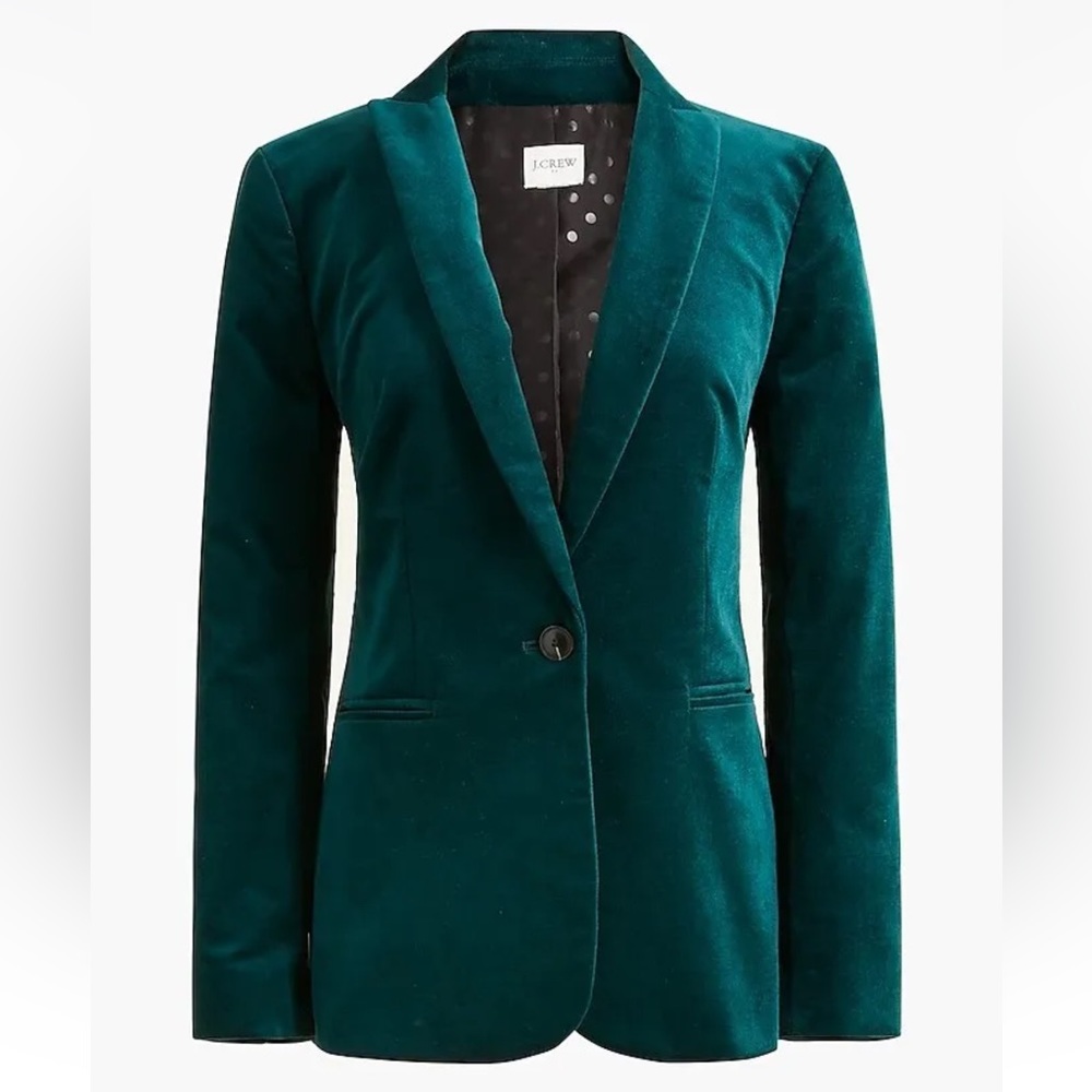 J.Crew Green Velvet Blazer - Picture 1 of 8